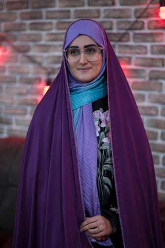 چادر مجلسی رنگ بنفش با نوار مغزی دوزی