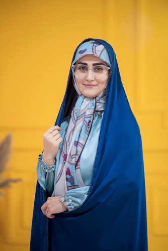 چادر مجلسی رنگ سرمه ای با نوار مغزی دوزی